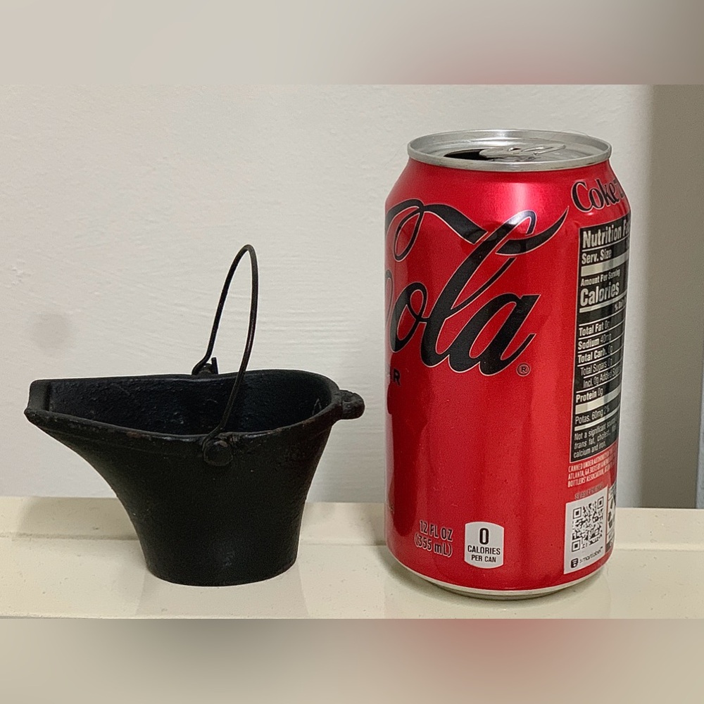 Vintage Miniature Handled Solid Cast Iron Coal Bucket